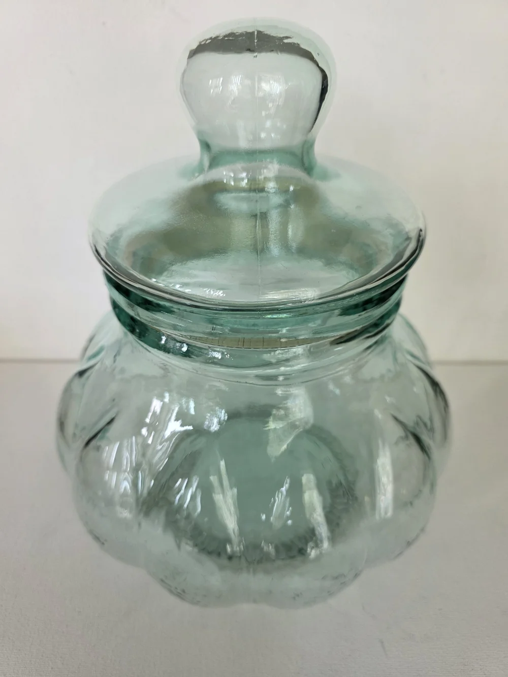Vintage Apothecary Glass Storage Jar Accent - Green